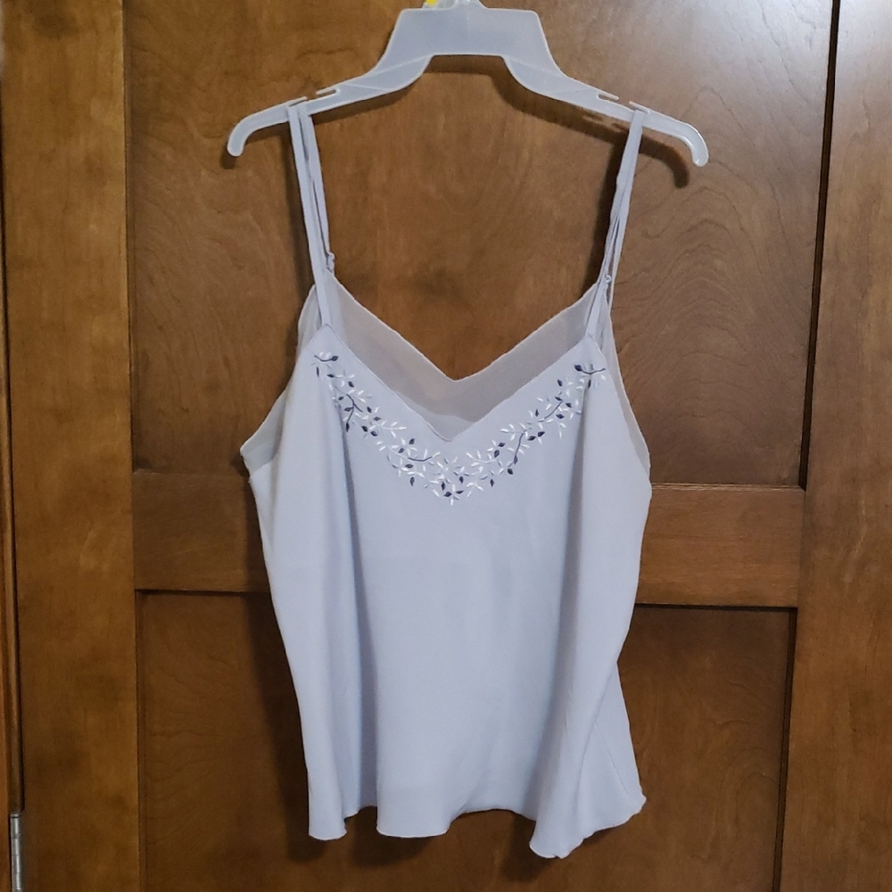Double adjustable straps embroidered neckline camisole-never worn.Bin#10